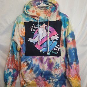 Ghostbusters Tie Dye Upcycle Hoodie Bright Colors Retro Size Small